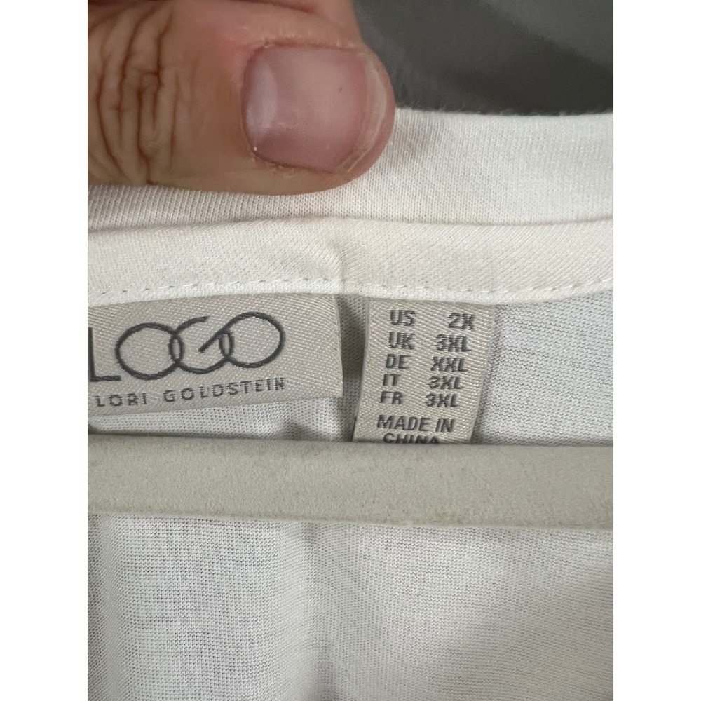 LOGO Lori Goldstein Ivory Layering Tank Lace Trim plus size 2X - Picture 2 of 8